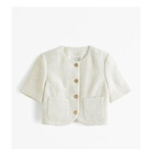 A&F Short-Sleeve Collarless Tweed Jacket *NWT*